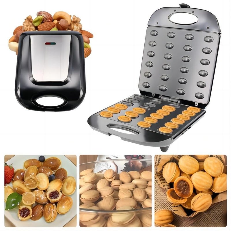 KAGOR صانع بسكويت الجوز 24، صانع بسكويت الجوز مزدوج الجوانب غير لاصق، آلة كهربائية لصنع قوالب بسكويت الجوز، آلة خبز الوافل الصغيرة، مكواة السندويشات، محمصة الخبز - Image 3